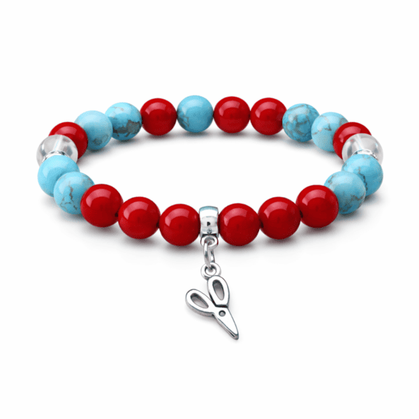 fodrász olló medálos karkötő jade hegyikristály türkiz howlit gyöngyökkel