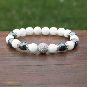 Jade-hematit elegáns ásvány karkötő