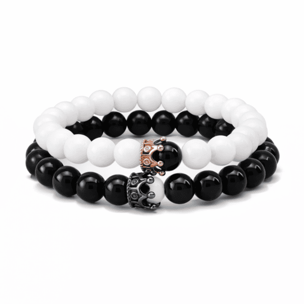 király páros ásvány karkötő jade ónix koronás díszítéssel