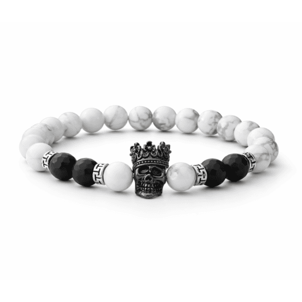 skull king ónix howlit ásvány karkötő koronás koponya elemmel
