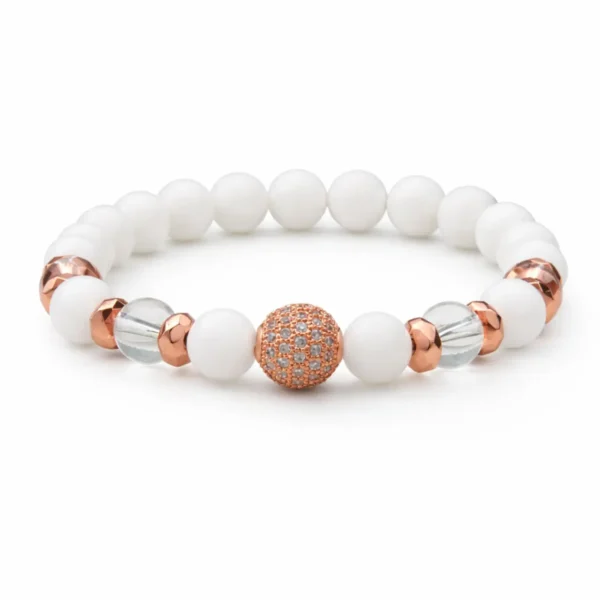 vitalitás ásvány karkötő fehér jade hegyikristály hematit cirkon gömb