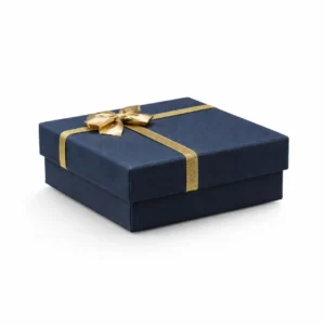 sötétkék ajándékdoboz arany masnival elegáns díszdoboz