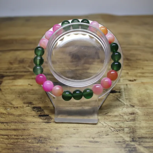 Zöld ónix-jade ásvány karkötő (18 cm)